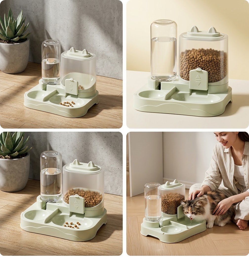 2-in-1 Large Pet Feeder & Water Dispenser