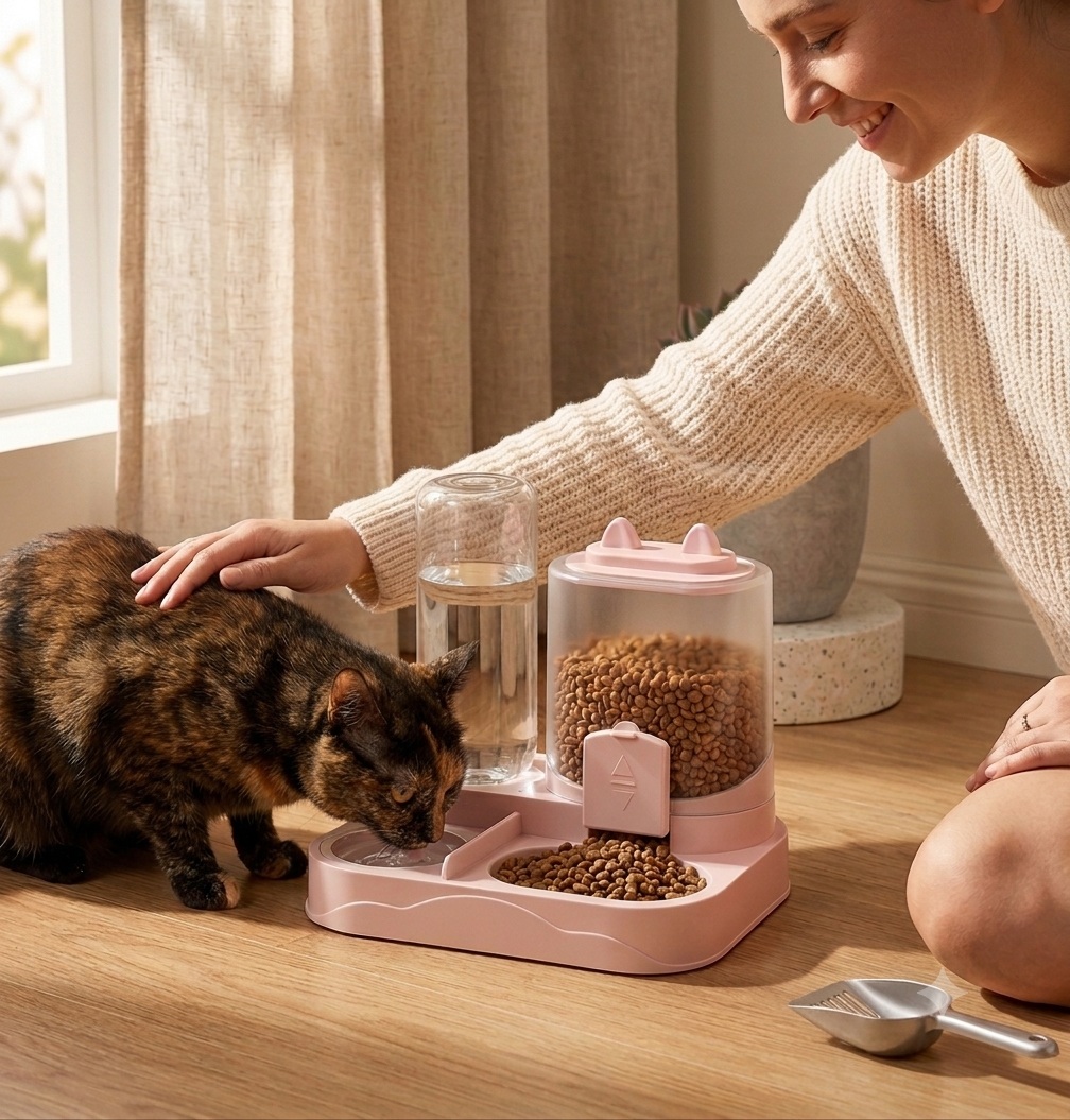 2-in-1 Large Pet Feeder & Water Dispenser