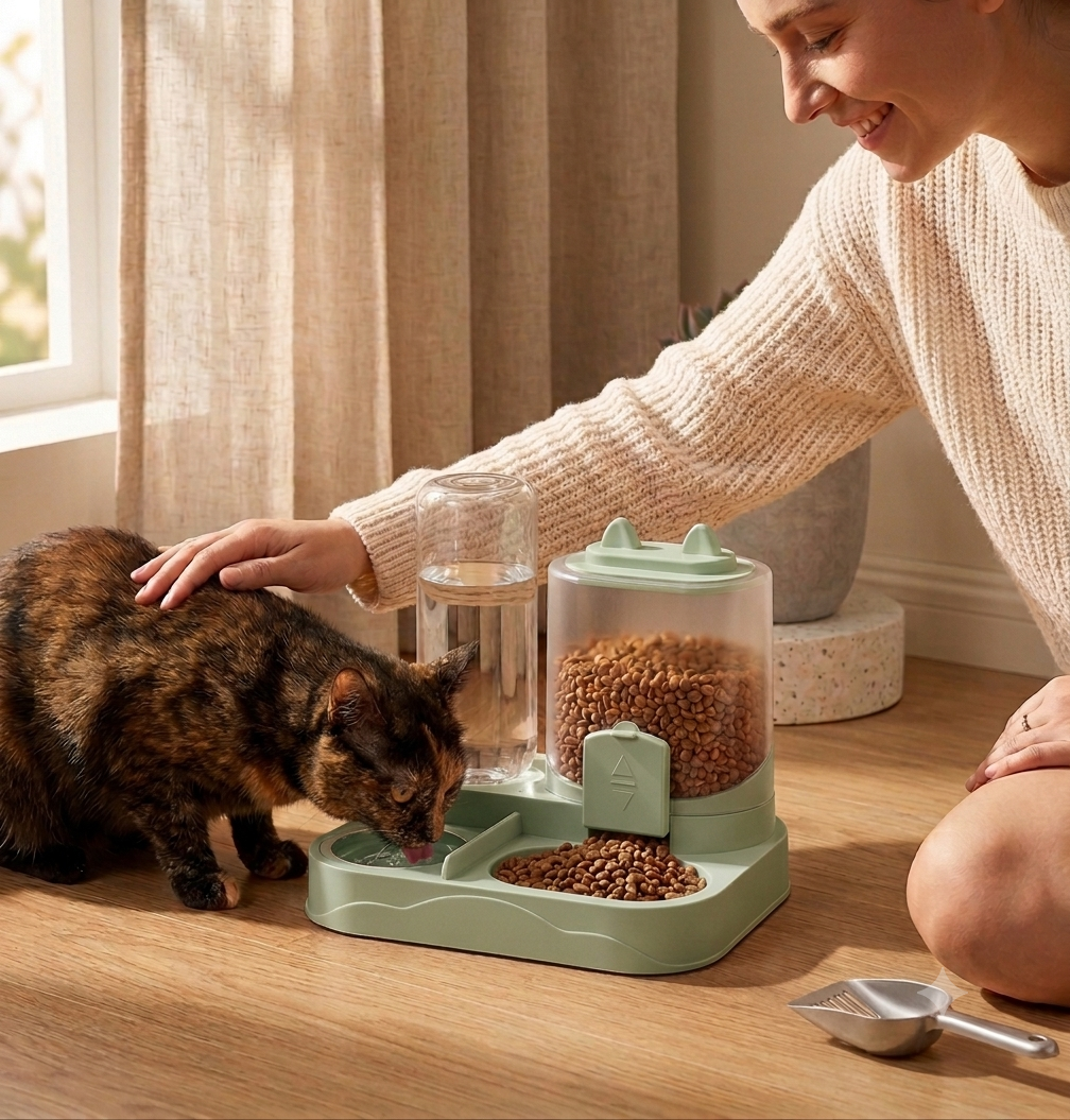 2-in-1 Large Pet Feeder & Water Dispenser