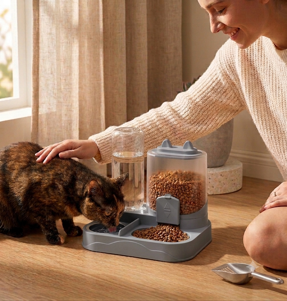 2-in-1 Large Pet Feeder & Water Dispenser