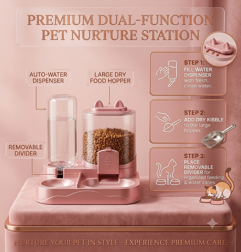 2-in-1 Large Pet Feeder & Water Dispenser