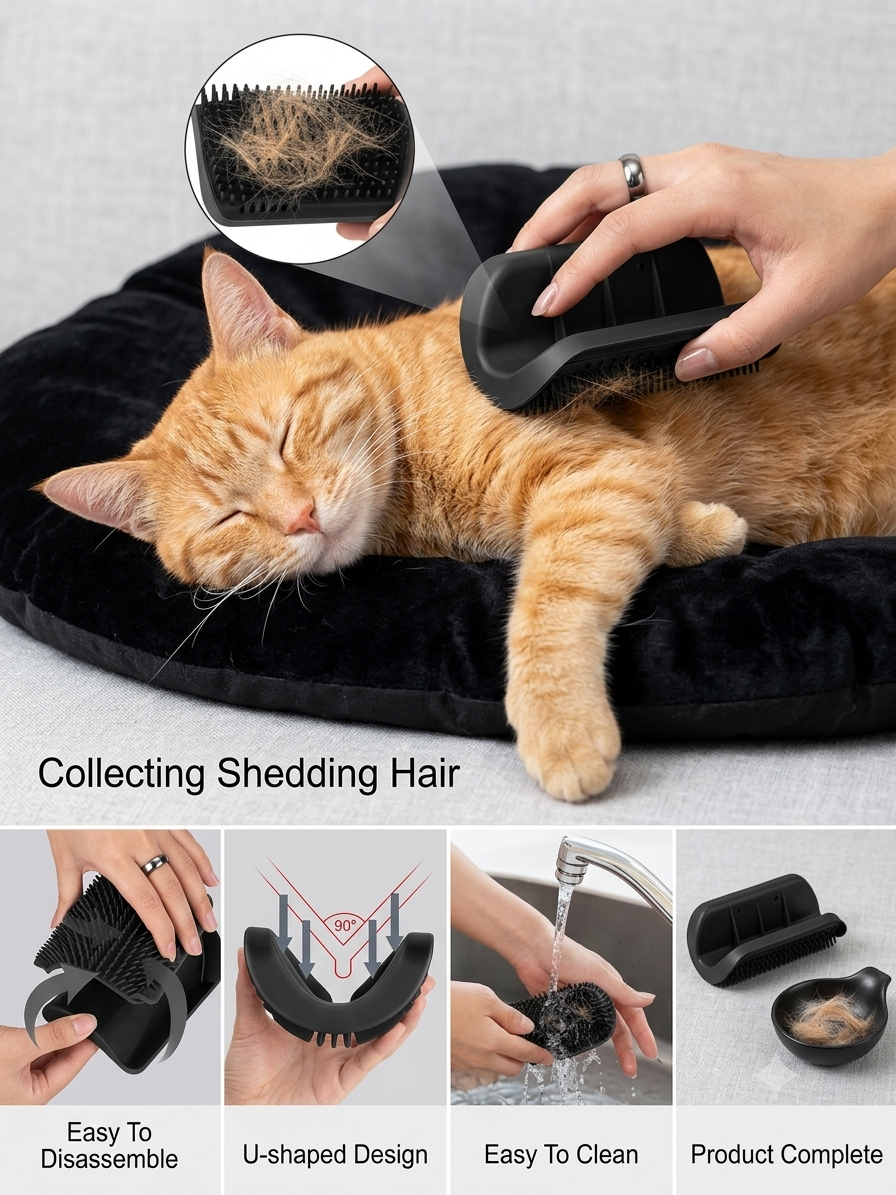 Corner Self-Groomer Massage Brush for Cats