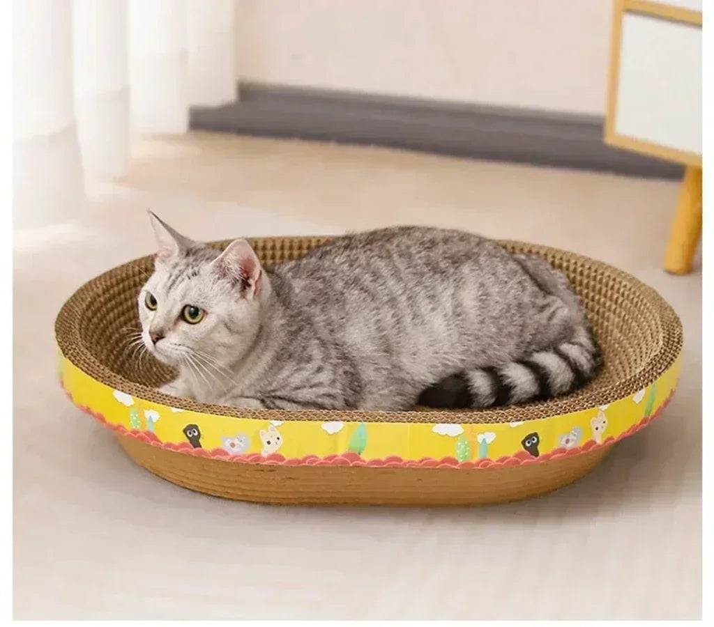 Interactive Cat Play Board with Puzzle Holes
