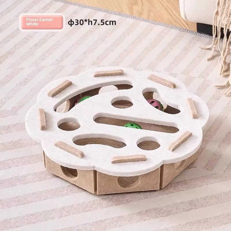 Interactive Cat Play Board with Puzzle Holes