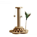 Solid Wood Cat Scratching Post with Puzzle Ball Tray