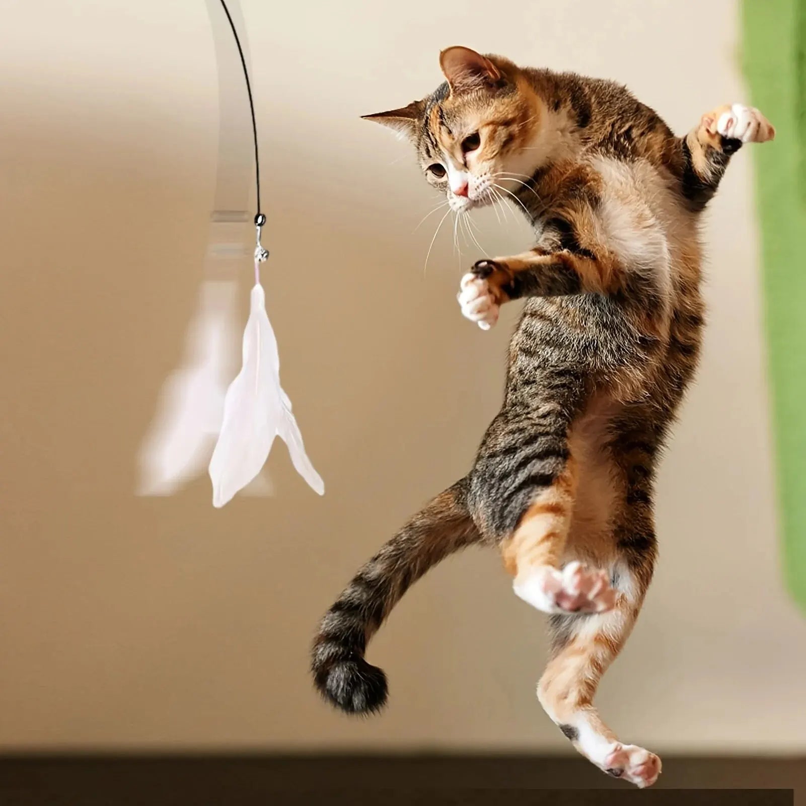 Interactive Feather Wand Cat Toy with Suction Cup Base