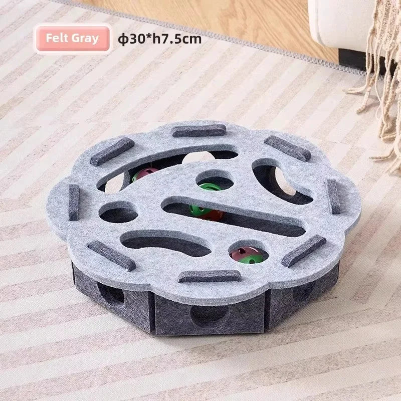 Interactive Cat Play Board with Puzzle Holes