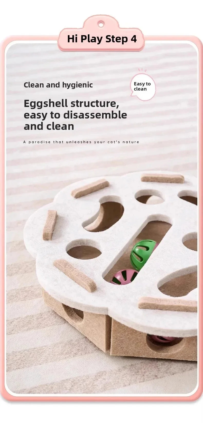 Interactive Cat Play Board with Puzzle Holes