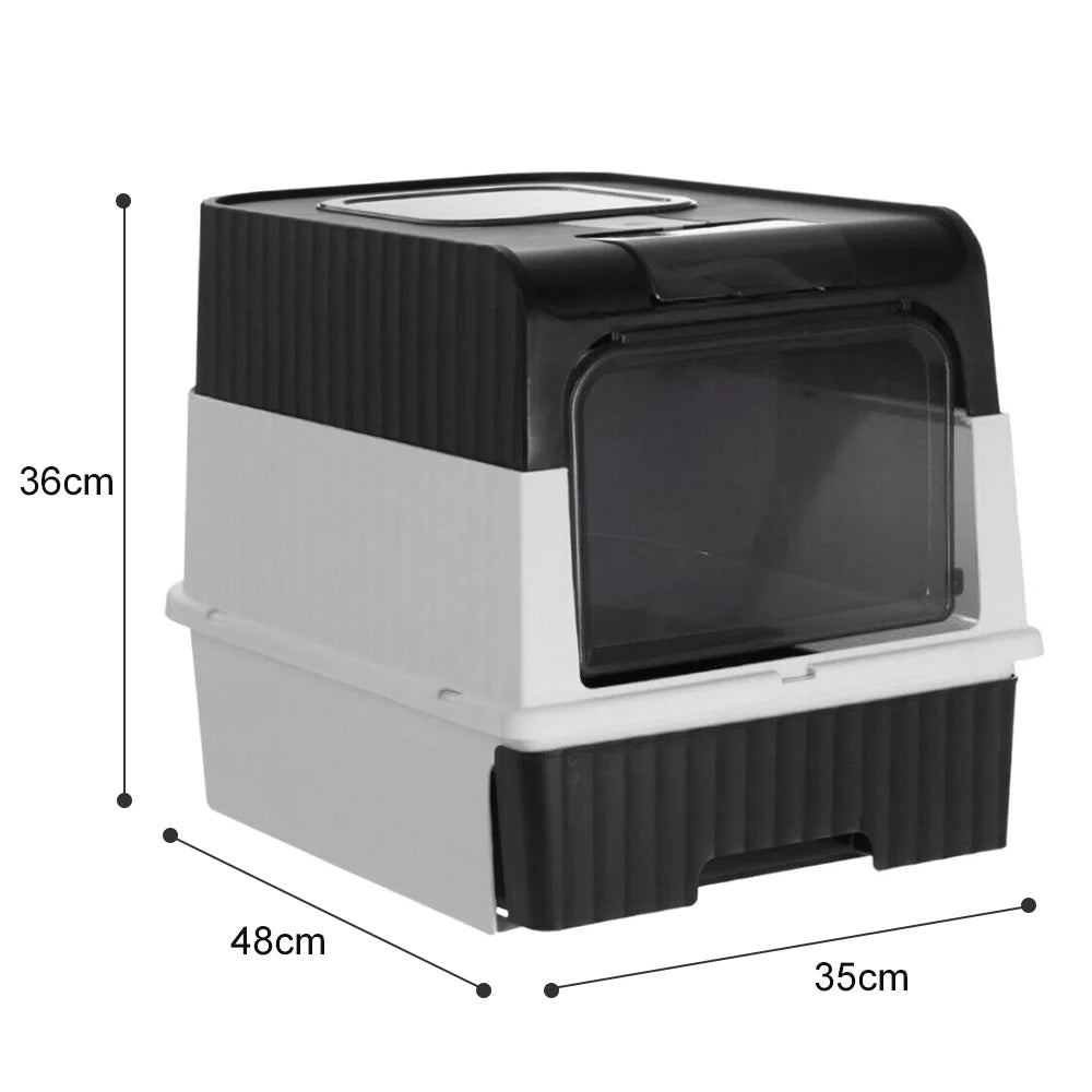 Cat Litter Box Hooded Box Odor-Resistant Fully Enclosed Cat Toilet with Litter Scoop for Home Pets Supplies