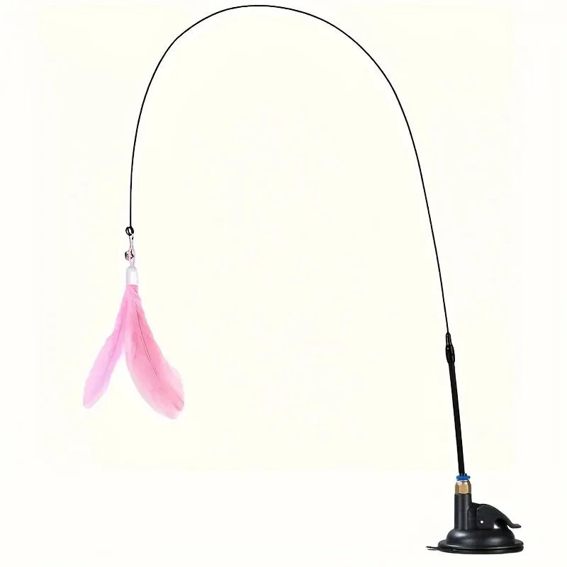 Interactive Feather Wand Cat Toy with Suction Cup Base