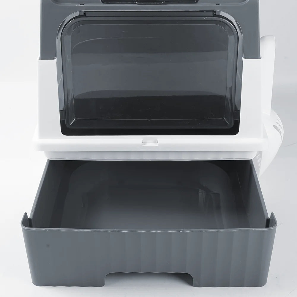 Cat Litter Box Hooded Box Odor-Resistant Fully Enclosed Cat Toilet with Litter Scoop for Home Pets Supplies