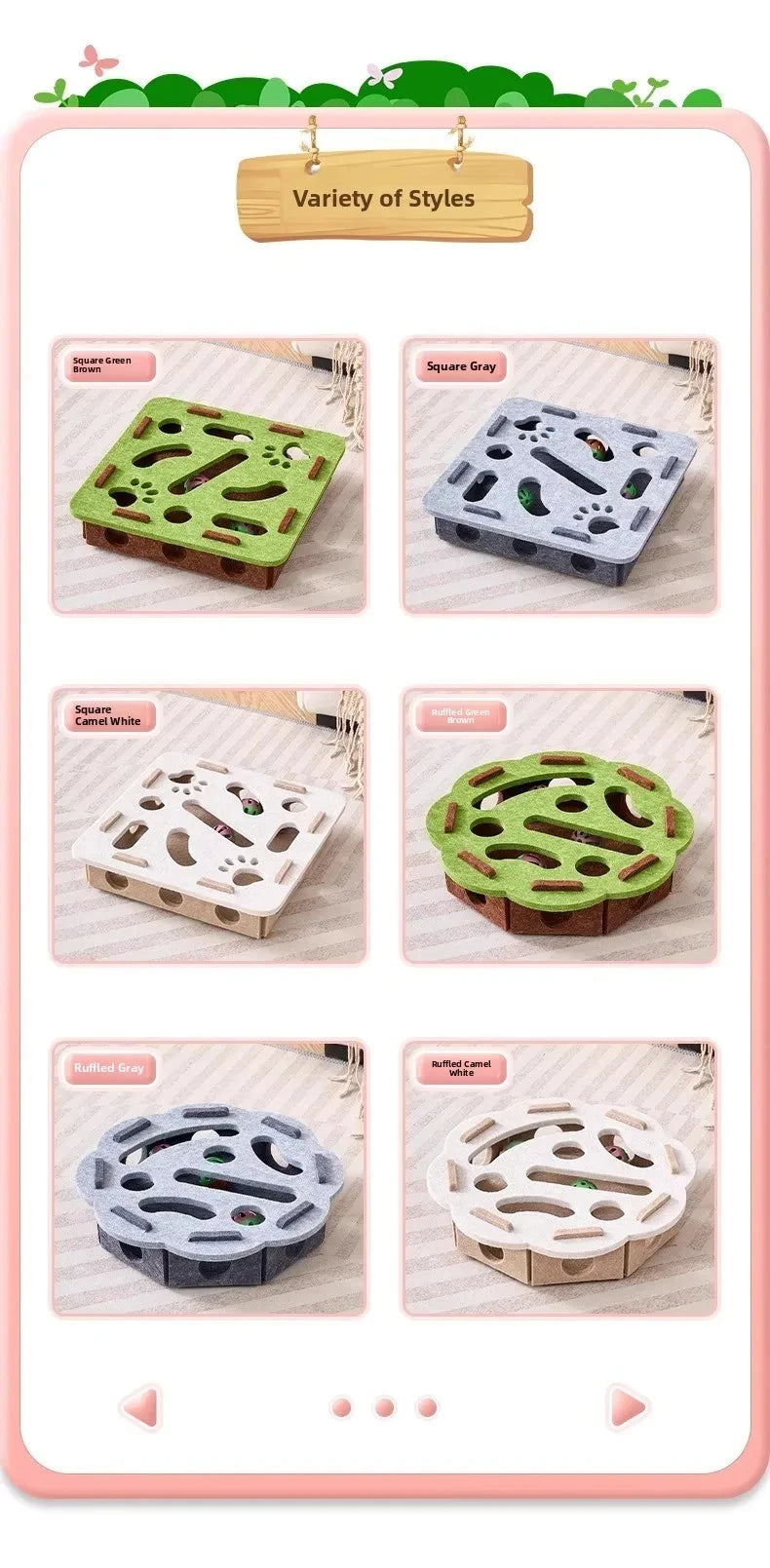 Interactive Cat Play Board with Puzzle Holes