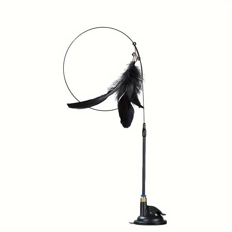 Interactive Feather Wand Cat Toy with Suction Cup Base